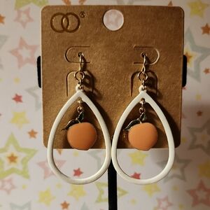 Elegant Peach and White Teardrop Earrings